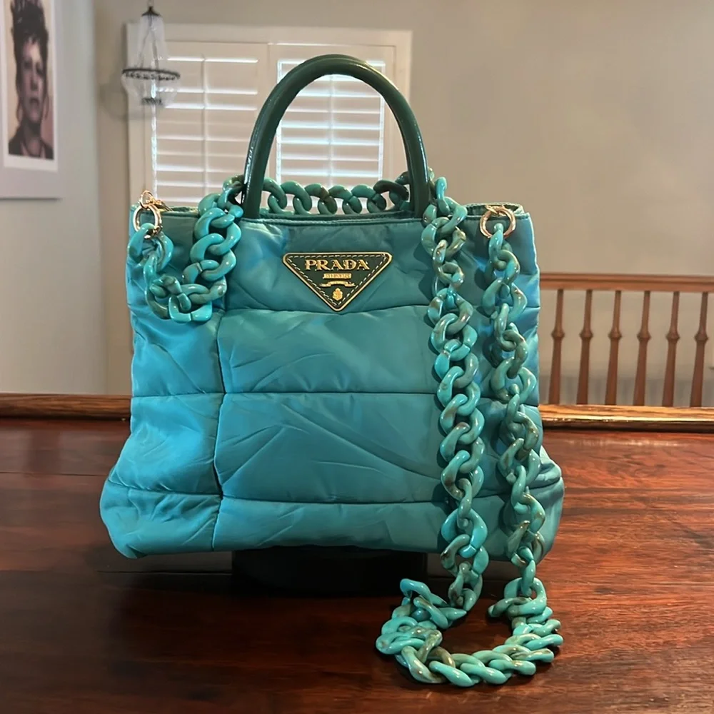 PRADA Quilted Crossbody/Handbag in Turquoise - Picture 1 of 15